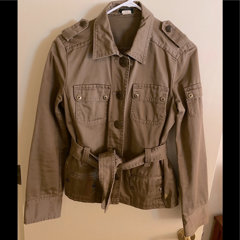 J. Crew light brown jacket with tie Womens Sz M
